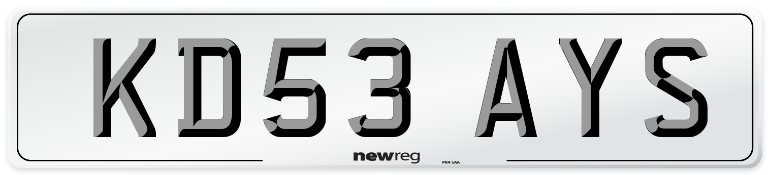 KD53 AYS Number Plate from New Reg